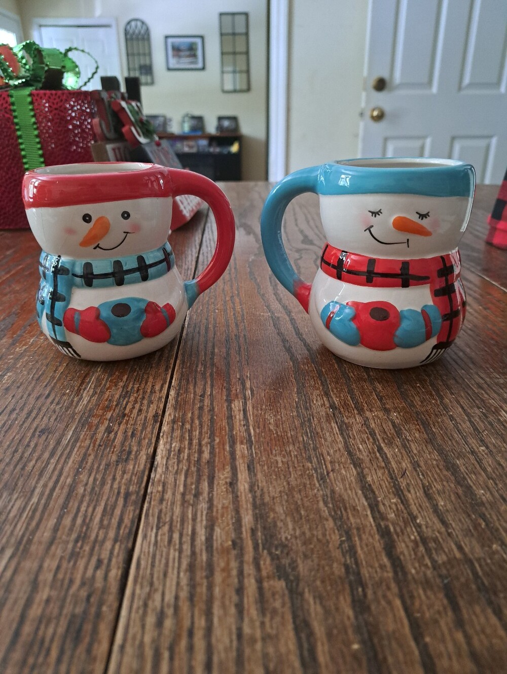 Set 2 Bay Island Snowmen Coffee Cups Hot Chocolate Mugs Christmas Holiday Decor